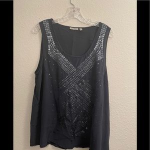 Halogen dark blue silky sequins top